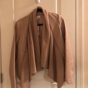 Tan leather/sweater  jacket NWT
